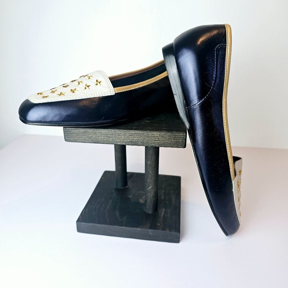 Vintage Enzo Angiolini Ealamel Blue Gold White Metallic Star Flats, 8W